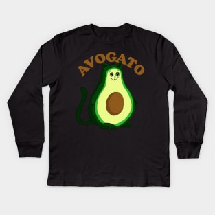 Avogato Cat Lover Cinco De Mayo Gift Cinco De Meow Cat Avocado Kids Long Sleeve T-Shirt